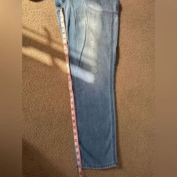 Madewell Skinny Distressed Denim Overalls Light Wash Size S